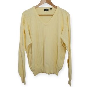 Countess Mara Men's Size Large Sweater Yellow V Neck Cotton Knit